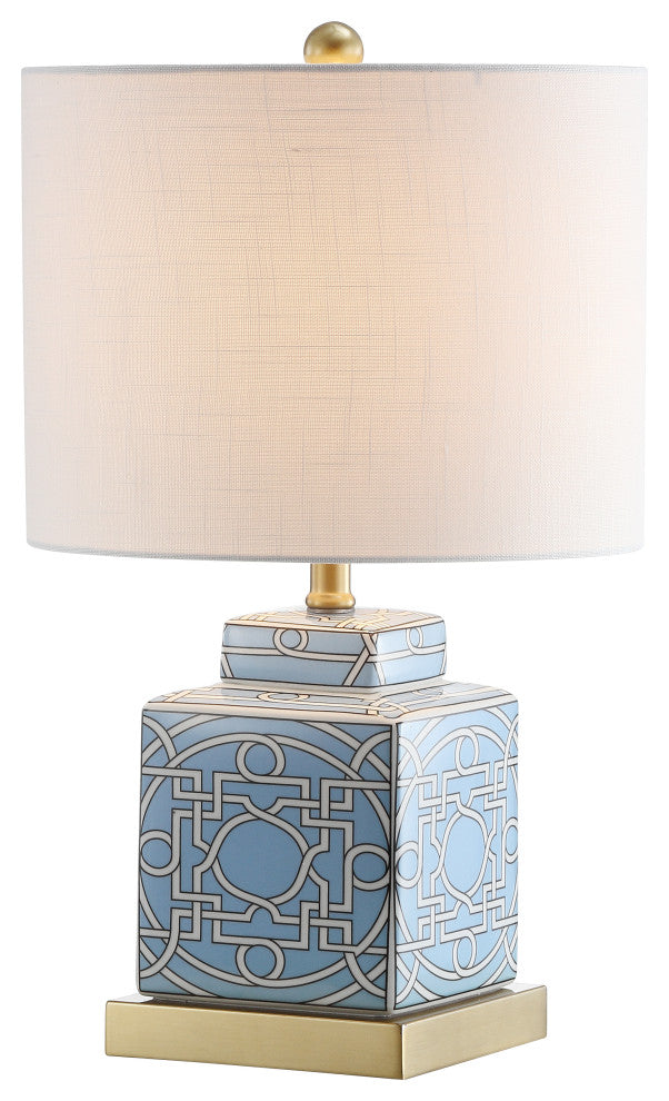 Catherine 22" Ceramic, Metal Ginger Jar LED Table Lamp, Blue, White
