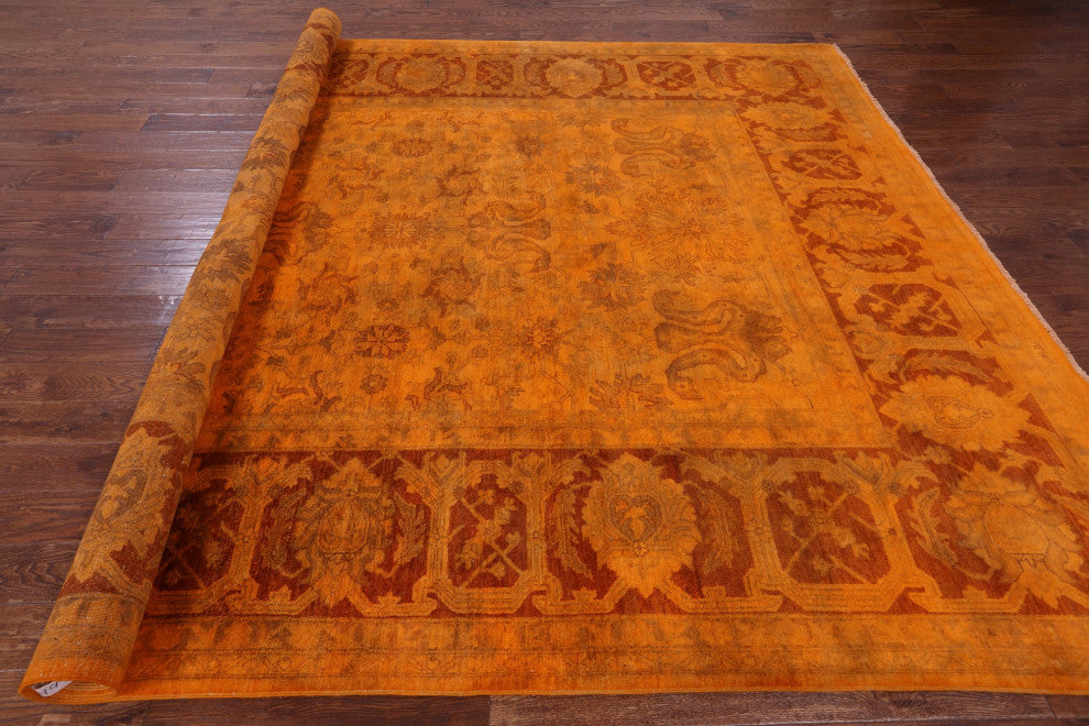 Hand-Knotted Overdyed Full Pile Wool Rug 9' 1" X 12' 3" - HR9747