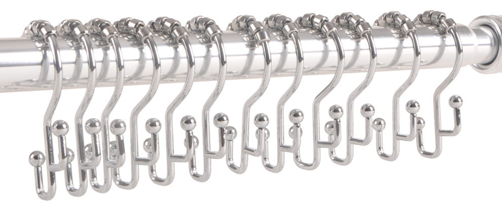 Utopia Alley Double Roller Shower Hook, Black, Chrome