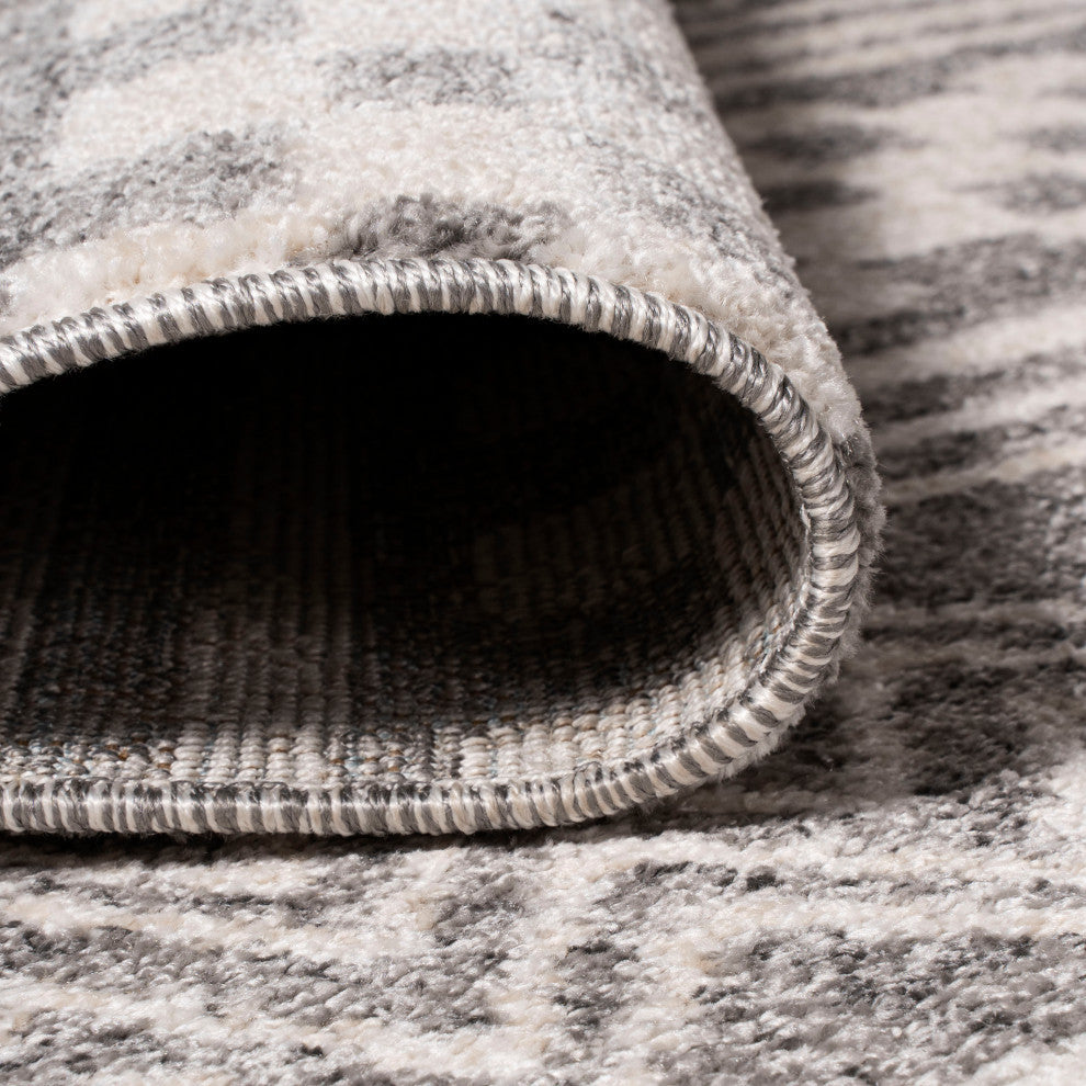 Imlil Tribal Geometric Stripe Light Gray/Cream Rug, 2'x10' Runner