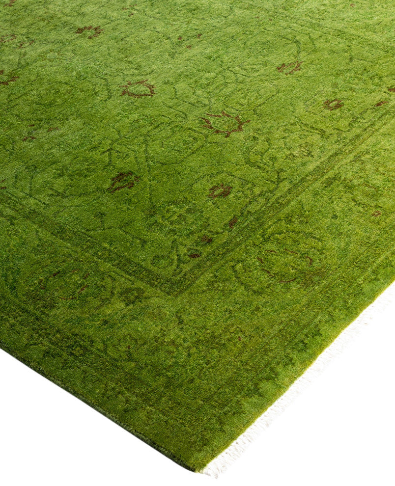 Overdyed One-of-a-Kind Hand-Knotted Area Rug Green, 3' 2" x 5' 2"