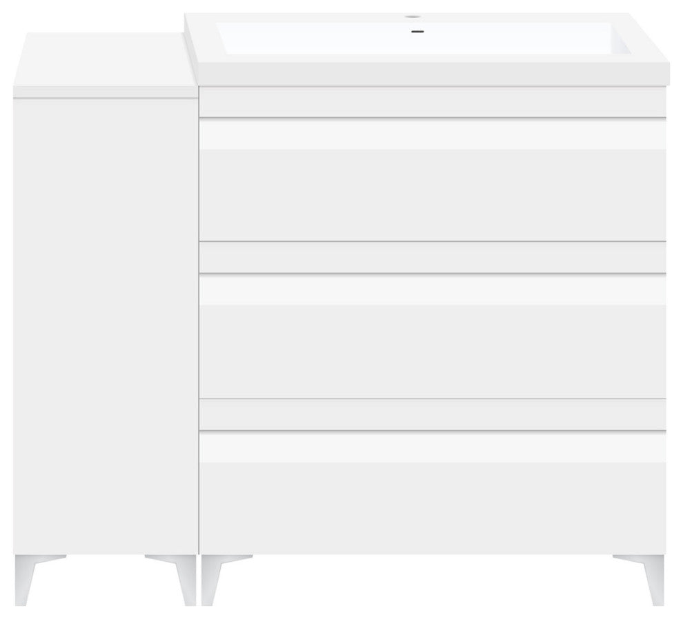 36" Freestanding White Vanity Set With Sink, LV8-C1B-36W, Style 8