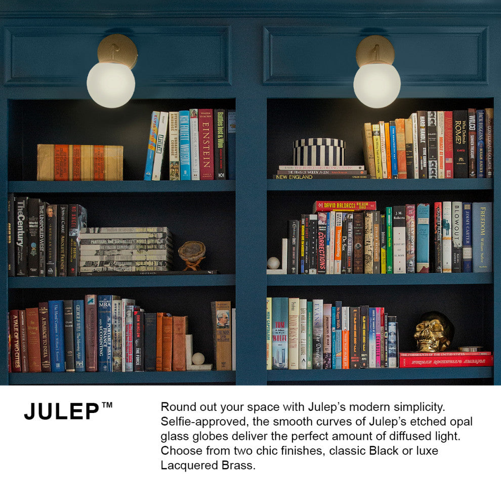 Lark Julep Bathroom Vanity Light, Lacquered Brass, 2 Light