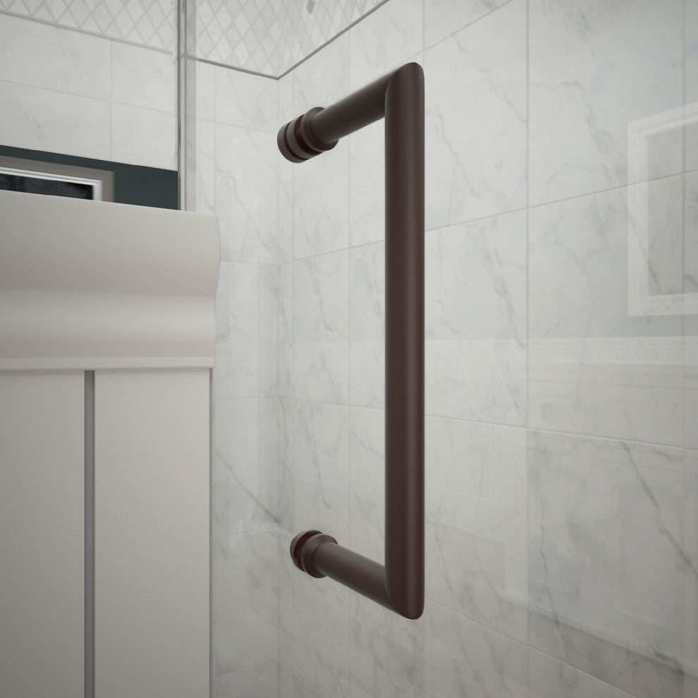 Unidoor Plus 58"Wx34 3/8" DFrameless Hinged Shower Enclosure, Oil Rubbed Bronze