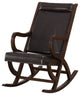 Espresso Brown Faux Leather With Walnut Finish Rocking Chair