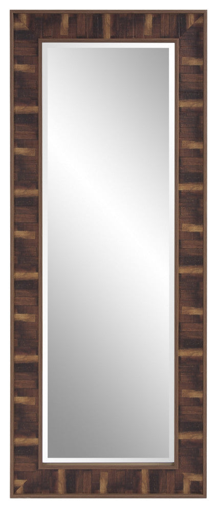 Rich Rustic Brown Faux Wood Full Body Wall Mirror