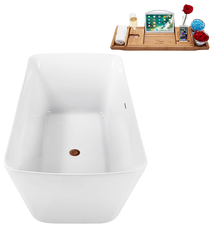 59" Streamline N3700ORB Soaking Freestanding Tub and Tray With Internal Drain