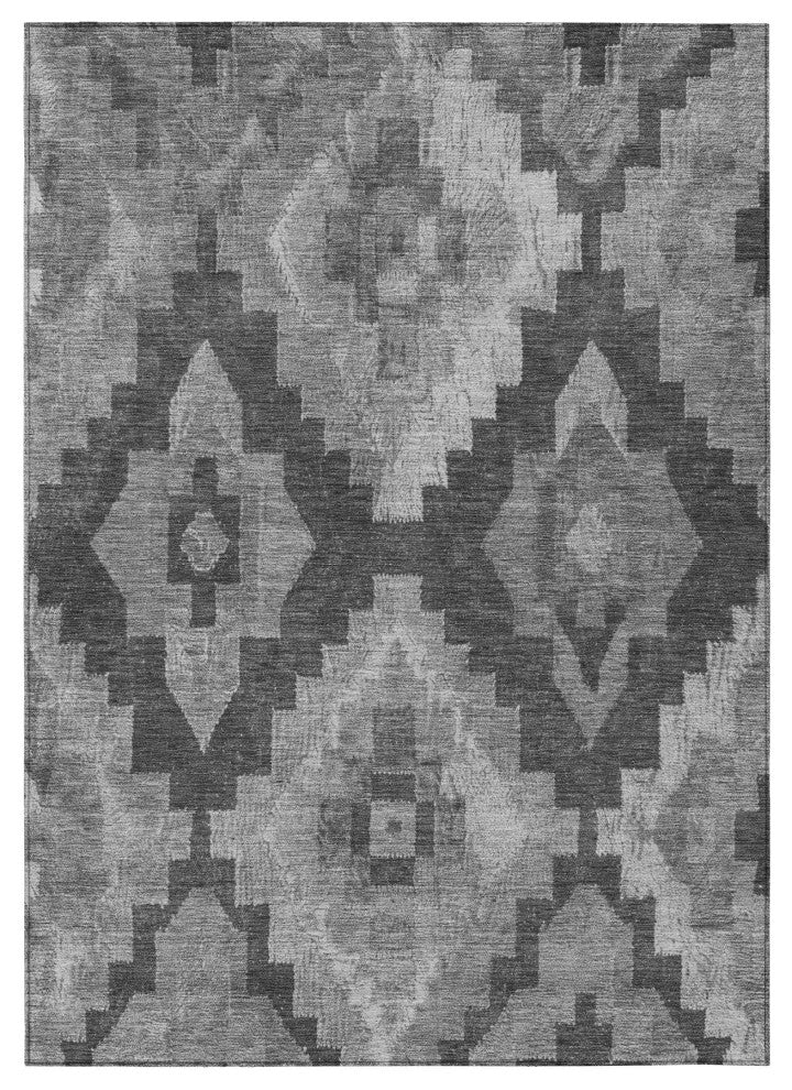 Machine Washable Indoor/Outdoor Chantille ACN1894 Gray 3' x 5' Rug
