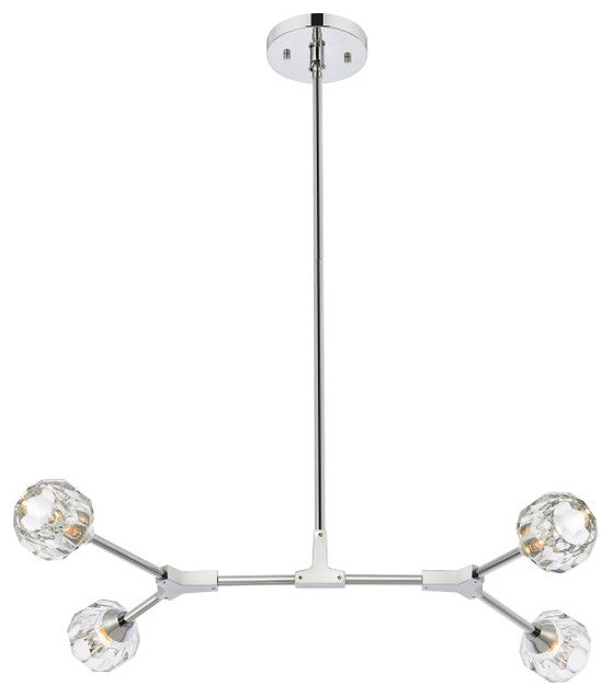Zayne Four Light Pendant in Chrome And Clear