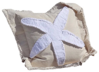 Coastal Starfish Throw Pillow, White on Ivory
