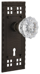 Single Craftsman Plate With Crystal Knob, Oil-Rubbed Bronze