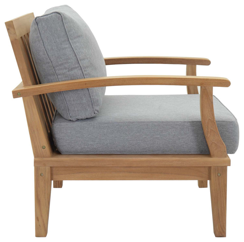 Marina Outdoor Premium Grade A Teak Wood Armchair, Natural Gray