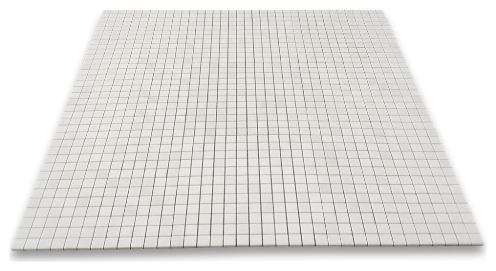 Greek Thassos White Marble 1x1 Square Mosaic Wall Floor Tile Honed, 1 sheet