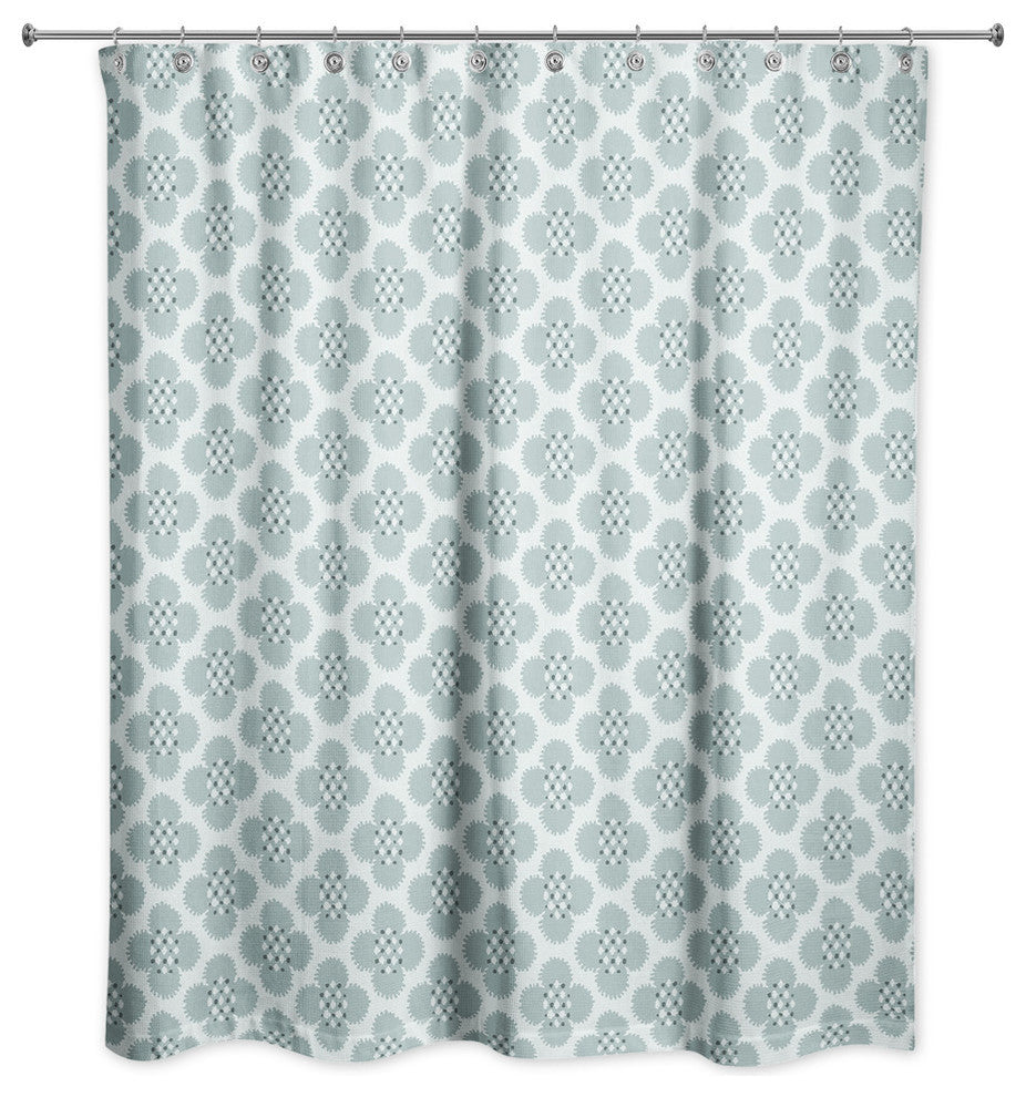 Blue Floral Pattern Shower Curtain