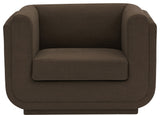 Kimora Linen Textured Fabric Upholstered Chair, Brown