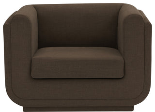 Kimora Linen Textured Fabric Upholstered Chair, Brown