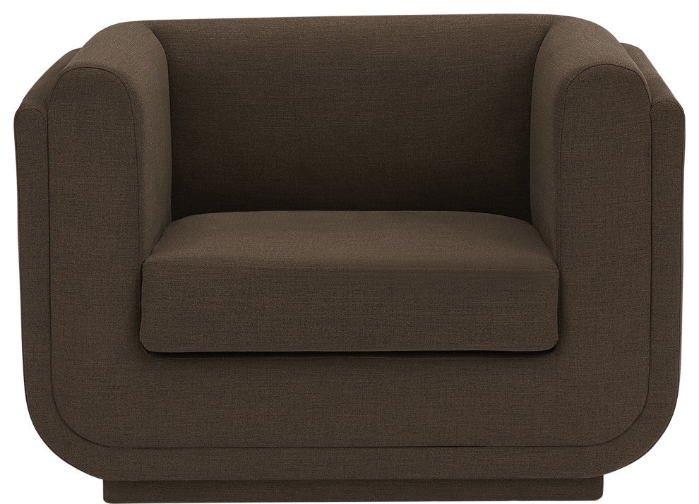 Kimora Linen Textured Fabric Upholstered Chair, Brown