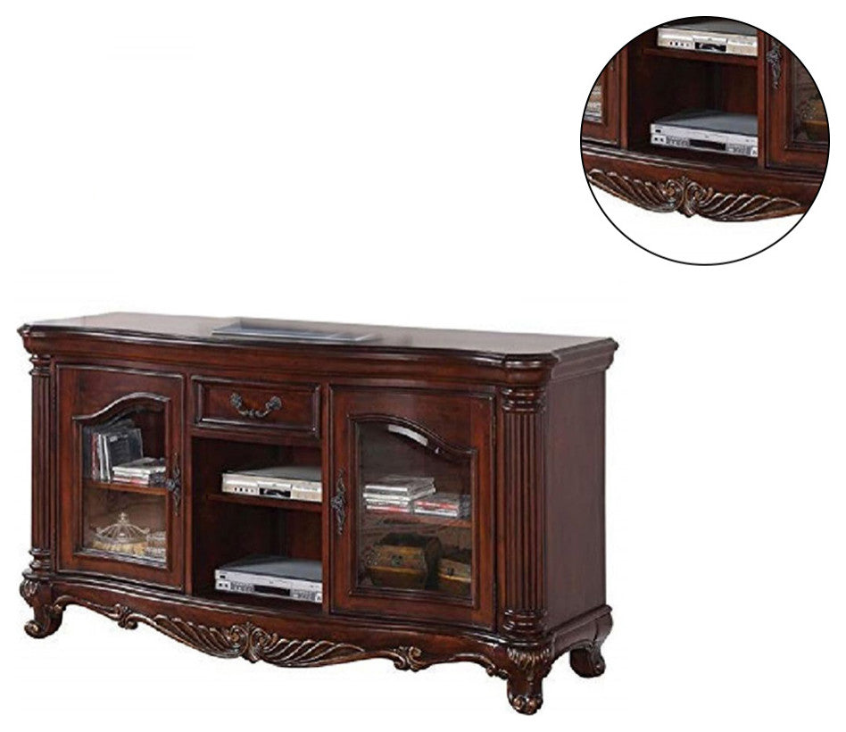 Brown Cherry TV Stand with 1 Drawers and 2 Doors
