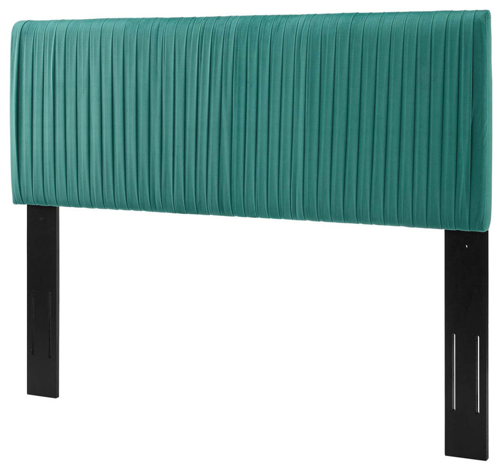 Tufted Headboard, Full Queen Size, Velvet, Teal Blue, Modern Contemporary