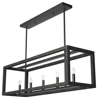 Hunter Squire Manor Matte Black and Dark Ash 6-Light Chandelier