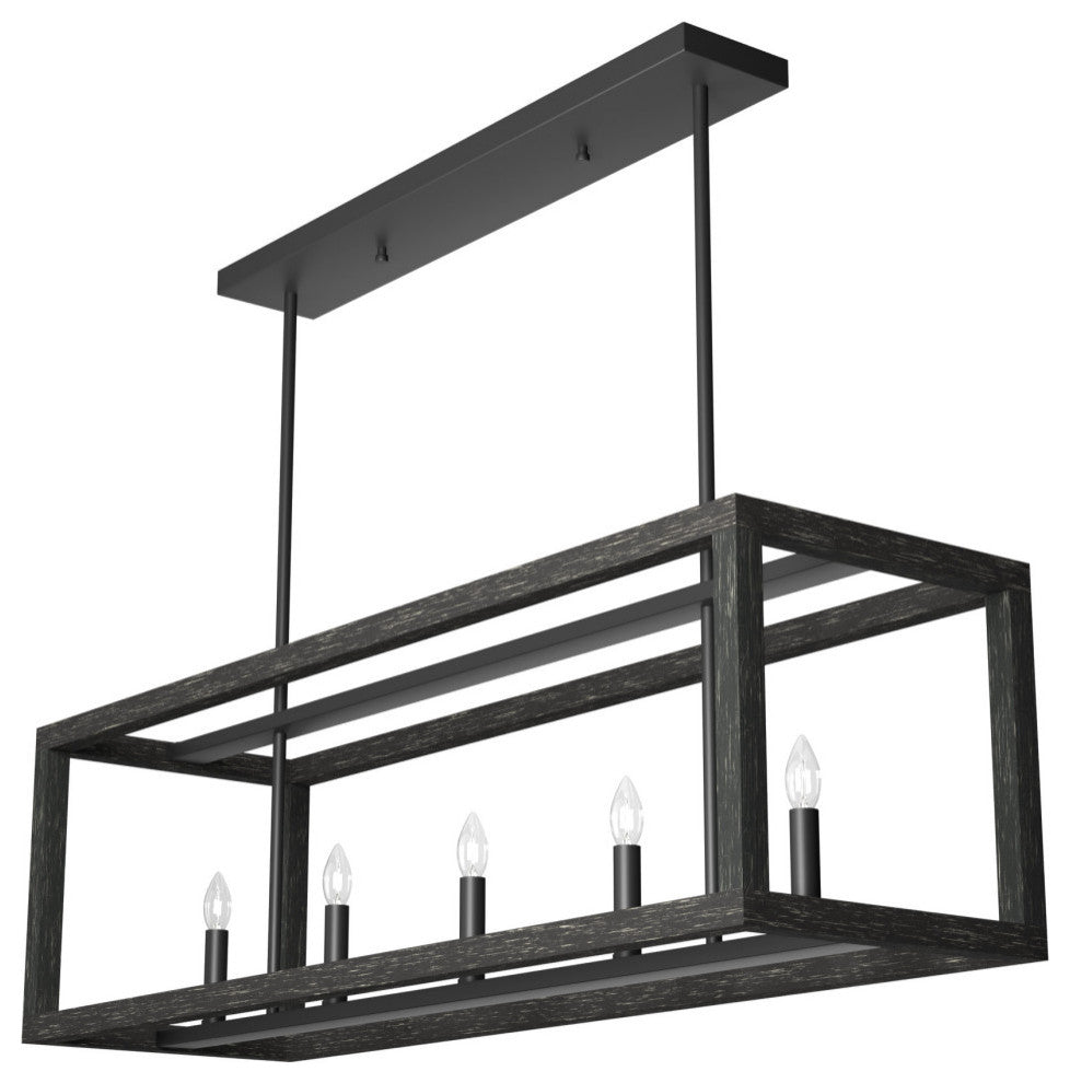 Hunter Squire Manor Matte Black and Dark Ash 6-Light Chandelier