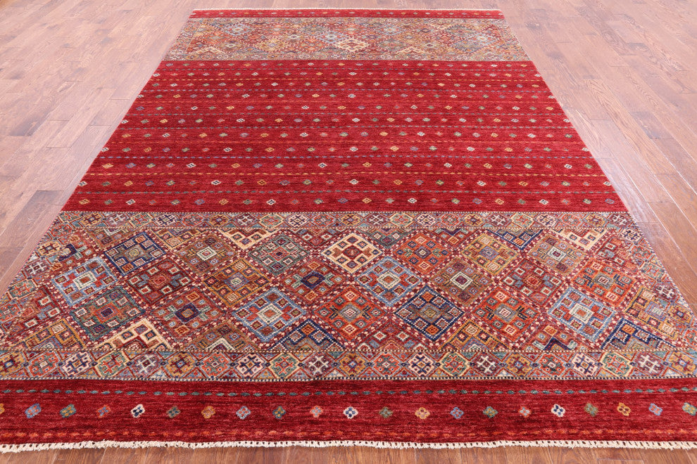 8' 3" X 11' 4" Khorjin Super Kazak Handmade Rug Q10747