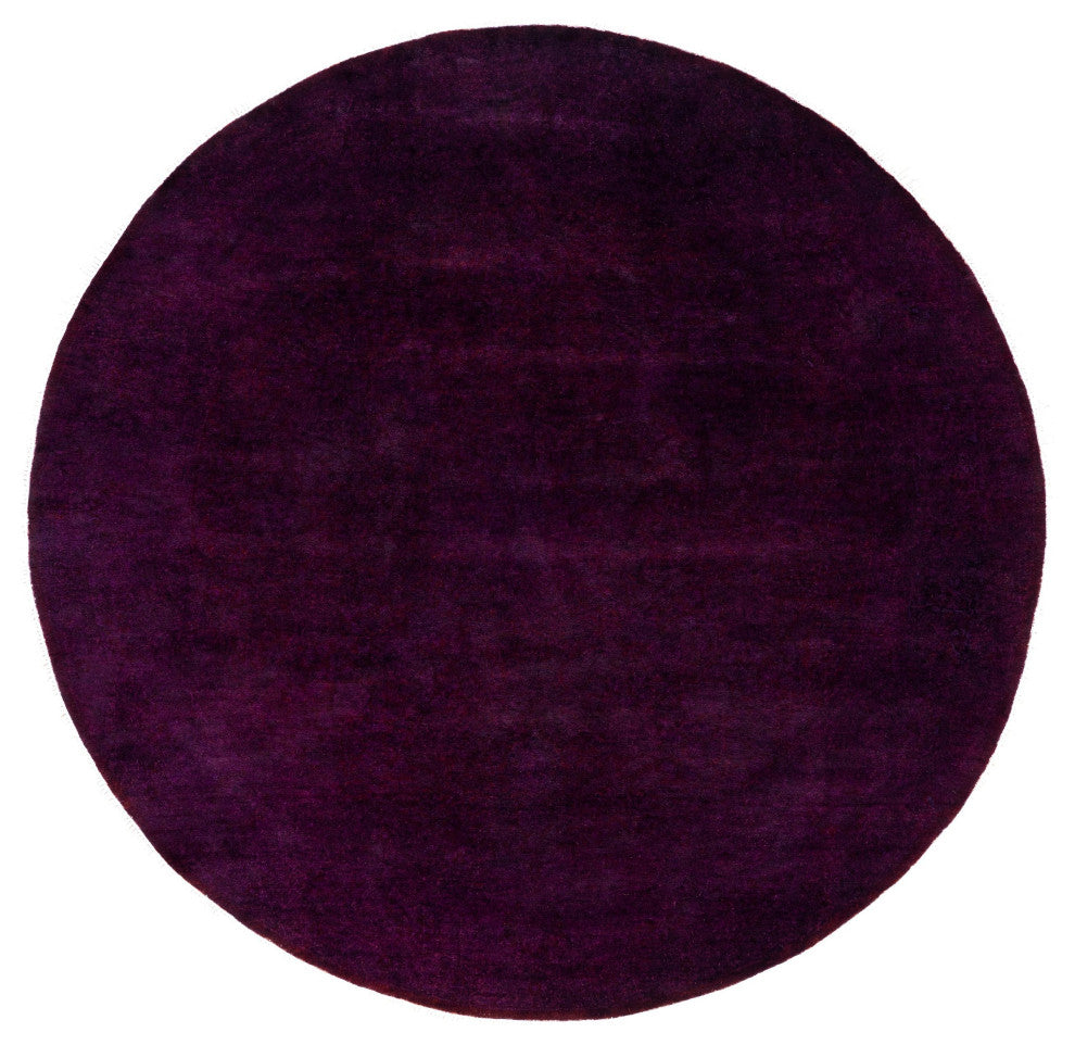 Overdyed One-of-a-Kind Hand-Knotted Area Rug Purple, 6' 1" x 6' 1"