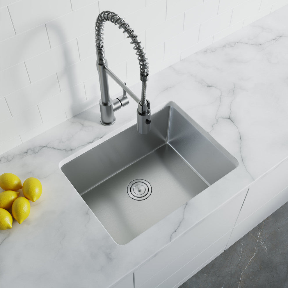 Dowell Undermount Single Bowl Stainless Kitchen Sink - Small Radius, 21w X 16l X 10d