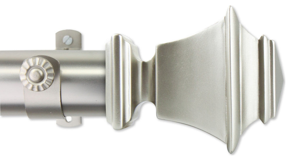 Norma Curtain Rod 1.5" 66", 115" Long, Satin Nickel