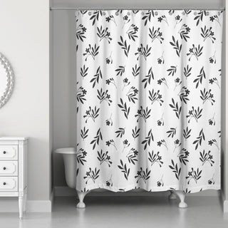 Simple Black Floral 71"x74" Shower Curtain