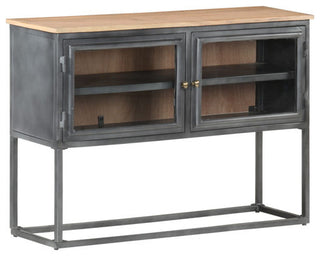 vidaXL Sideboard Storage Buffet Cabinet with Shelves Gray Solid Wood Acacia