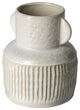 8" Whitewash Handled Textured Ceramic Vase
