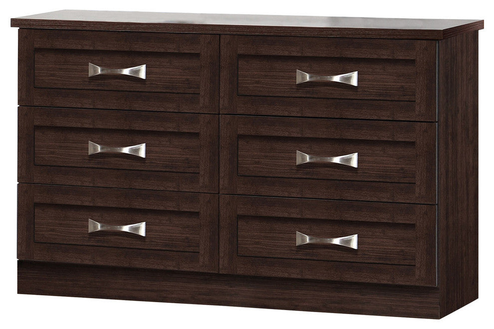 Colburn 6-Drawer Dark Brown Finish Wood Storage Dresser