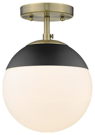 Dixon Semi-Flush, Aged Brass With Opal Glass and Aged Brass Cap, Aged Brass With