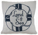 Land and Sea White and Blue Life Preserver Decorative Throw Pillow 16in.