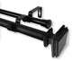 Bedpost Double Curtain Rod, Black, 160-240"