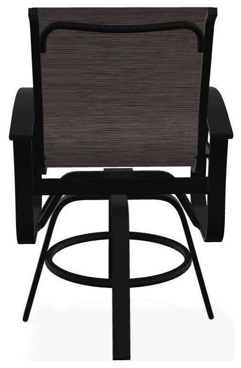 Belle Isle Sling Balcony Height Outdoor Swivel Chair, James/Black