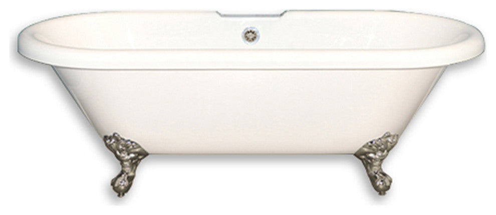 Acrylic Double Ended Clawfoot Bathtub 70" X 30" With No Faucet Drillings