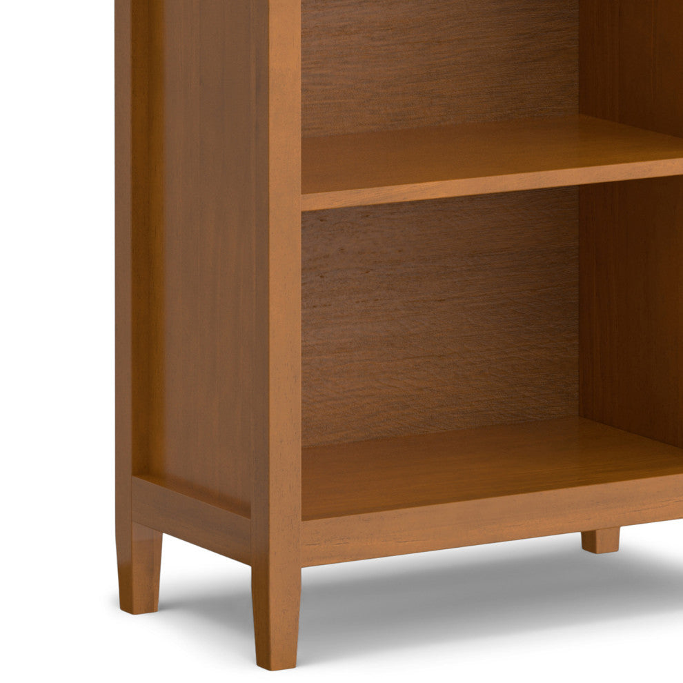 Warm Shaker Solid Wood 5 Shelf Bookcase, Light Golden Brown