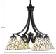 Zilo 4 Light Chandelier, Matte Black Finish With 7" Sandhill Tiffany Glass