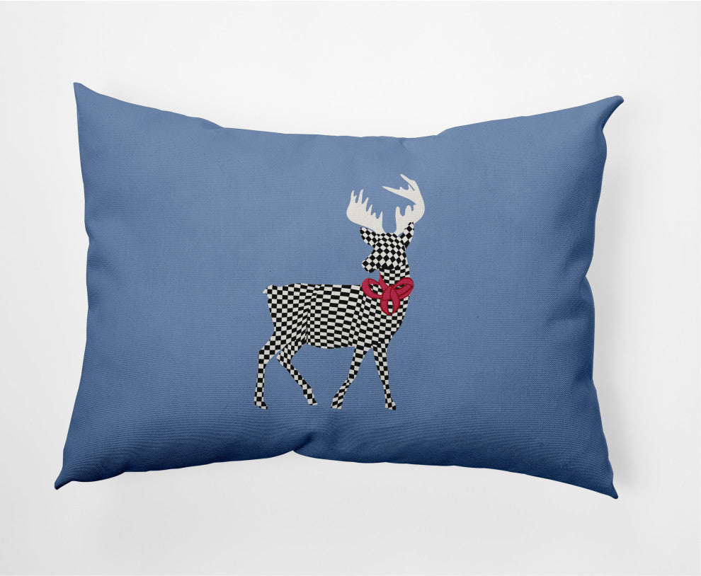 Merry Deer Decorative Throw Pillow, Blue, 14"x20"
