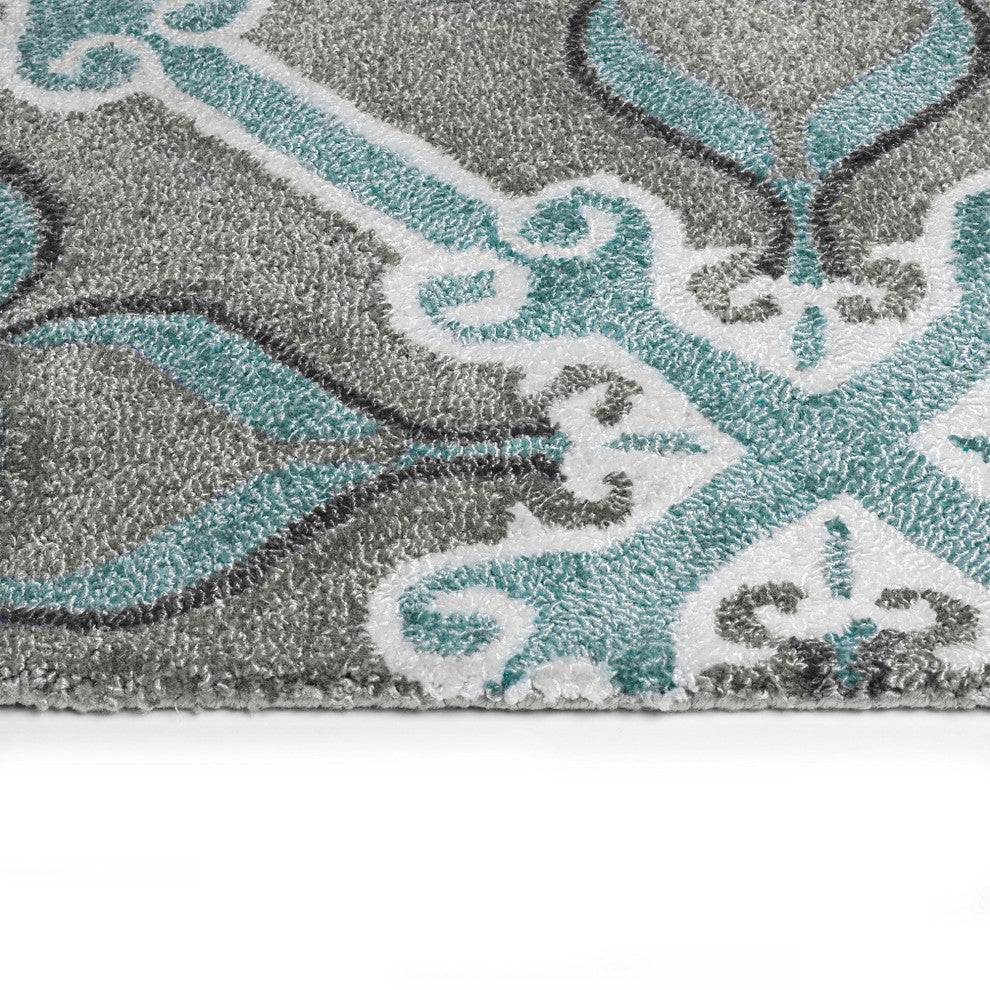 Peranakan Tile Collection Spa 5' x 8' Rectangle Indoor-Outdoor Area Rug