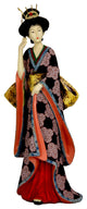 14" Geisha Figurine With Ivory Flower Sash