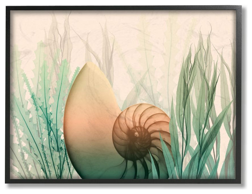 Ocean Seashell Seaweed Collage Design, 24"x30"