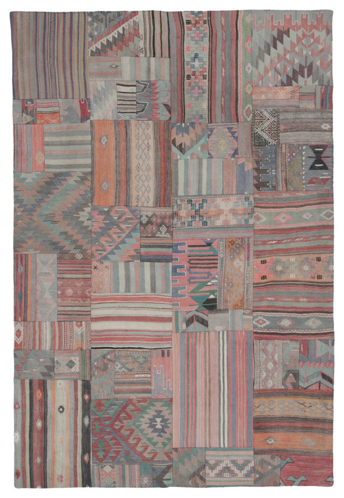 Rug N Carpet - Handmade Anatolian 6' 8'' x 9' 11'' Unique Patchwork Kilim Rug