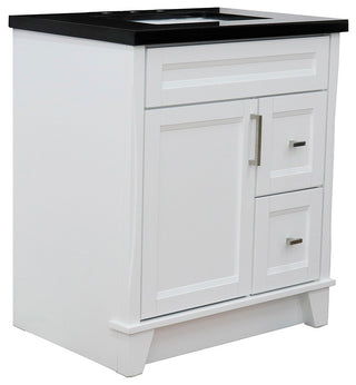 31" Single Sink Vanity, White Finish With Black Galaxy Granite