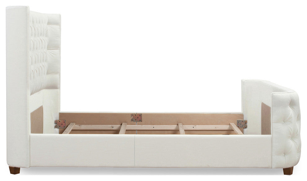 Brooklyn Tufted Sheltered Wingback Panel Bed, Antique White, Queen