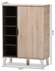 Adelina Mid-Century Oak and Gray Wood Shoe Cabinet