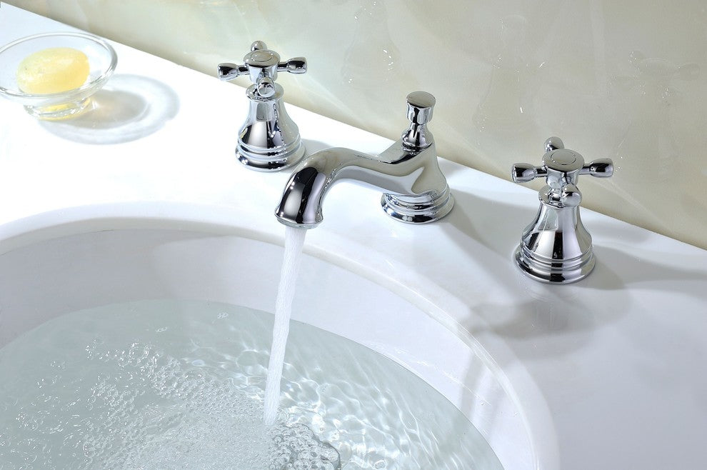 Melody Series 8" Widespread 2 Handle Mid-Arc Bathroom Faucet, Polished Chrome