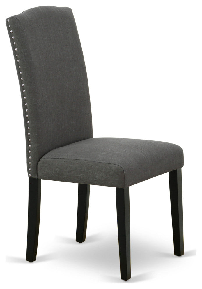 3Pc Round 42" Dinette Table, A Pair Of Parson Chair, Black Leg, Dark Gotham Grey